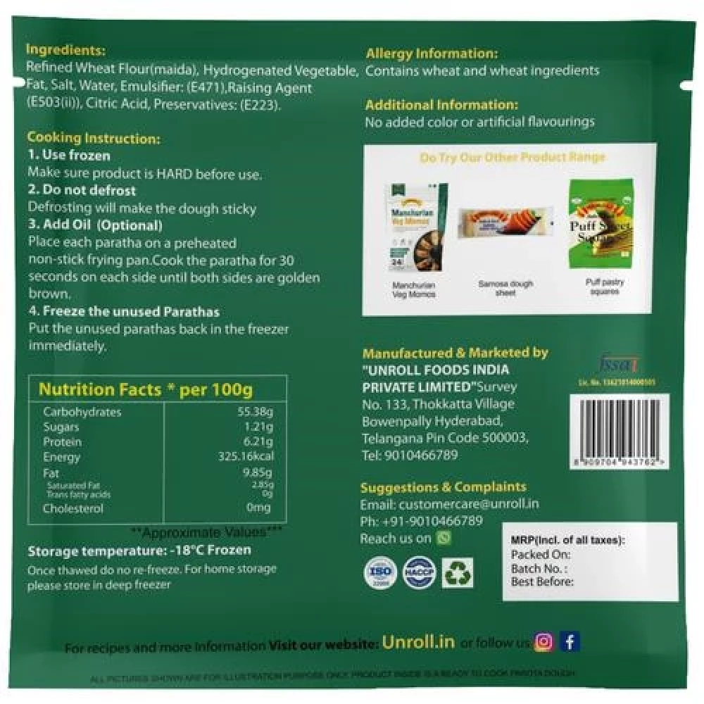 UNROLL Malabar Parota - Cook It Fresh, 320 g (5 pcs)-2.webp